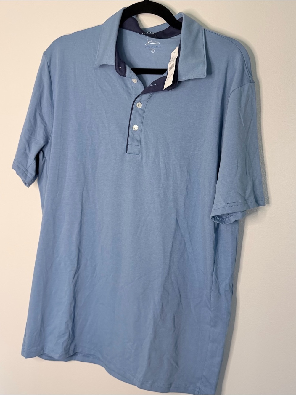 J. Crew Light Blue Men’s Polo with Navy Contrast Placket
